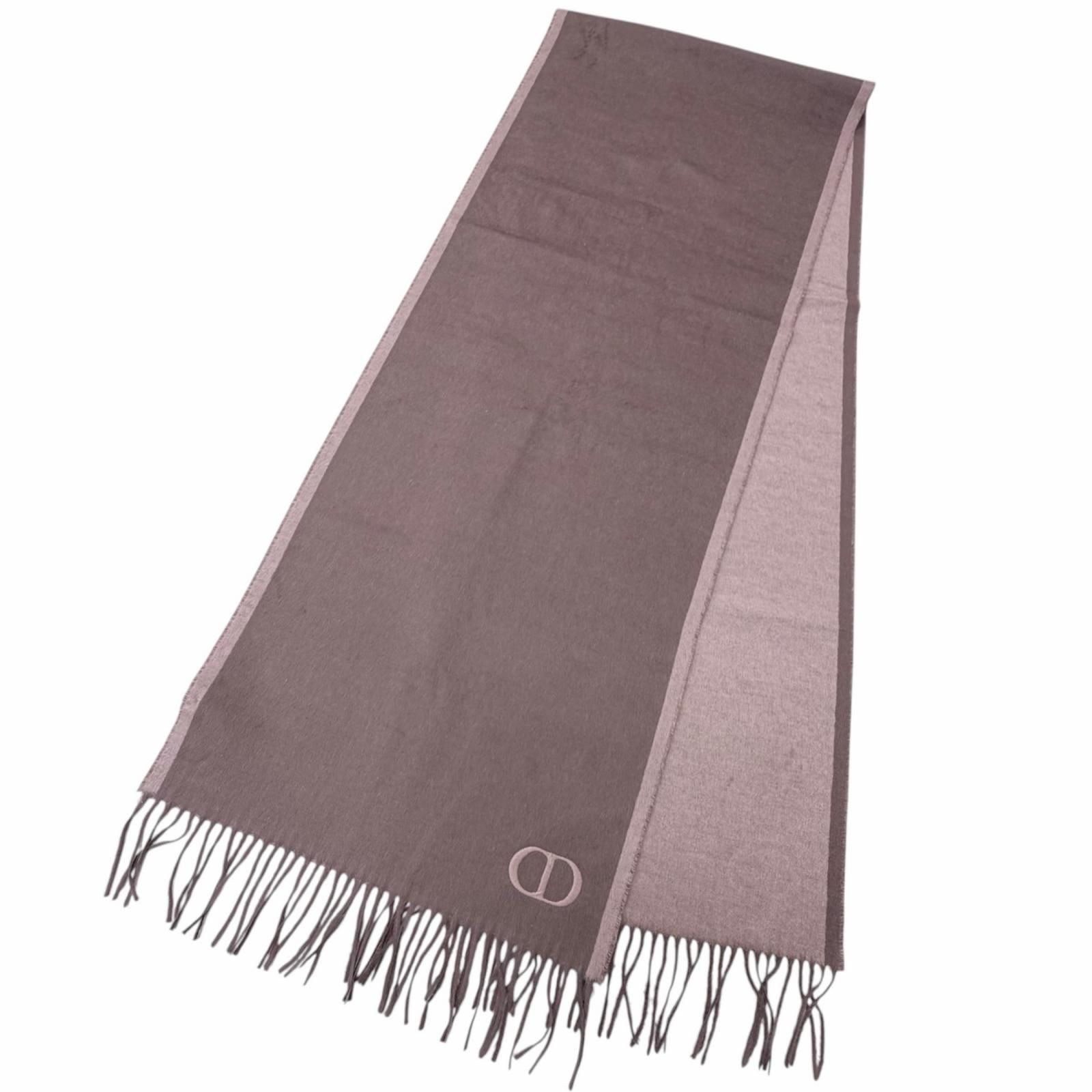 Dior Homme Silk 100% CD Logo Embroidery Fringe Scarf Shawl Pink — view 3