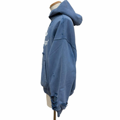 Balenciaga Destroy Layered Sports Hoodie Processing Pullover Light Blue — view 3