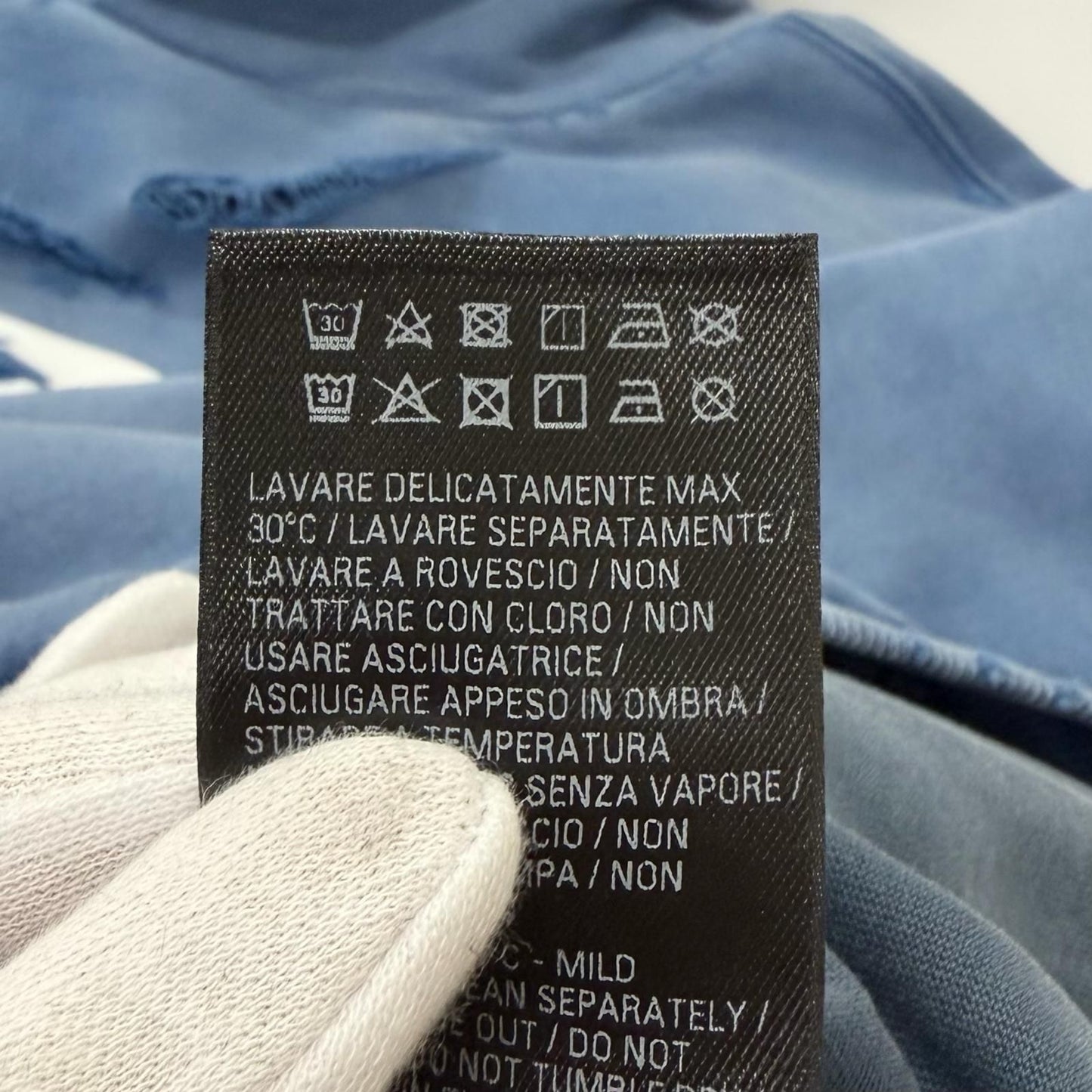 Balenciaga Destroy Layered Sports Hoodie Processing Pullover Light Blue — view 8