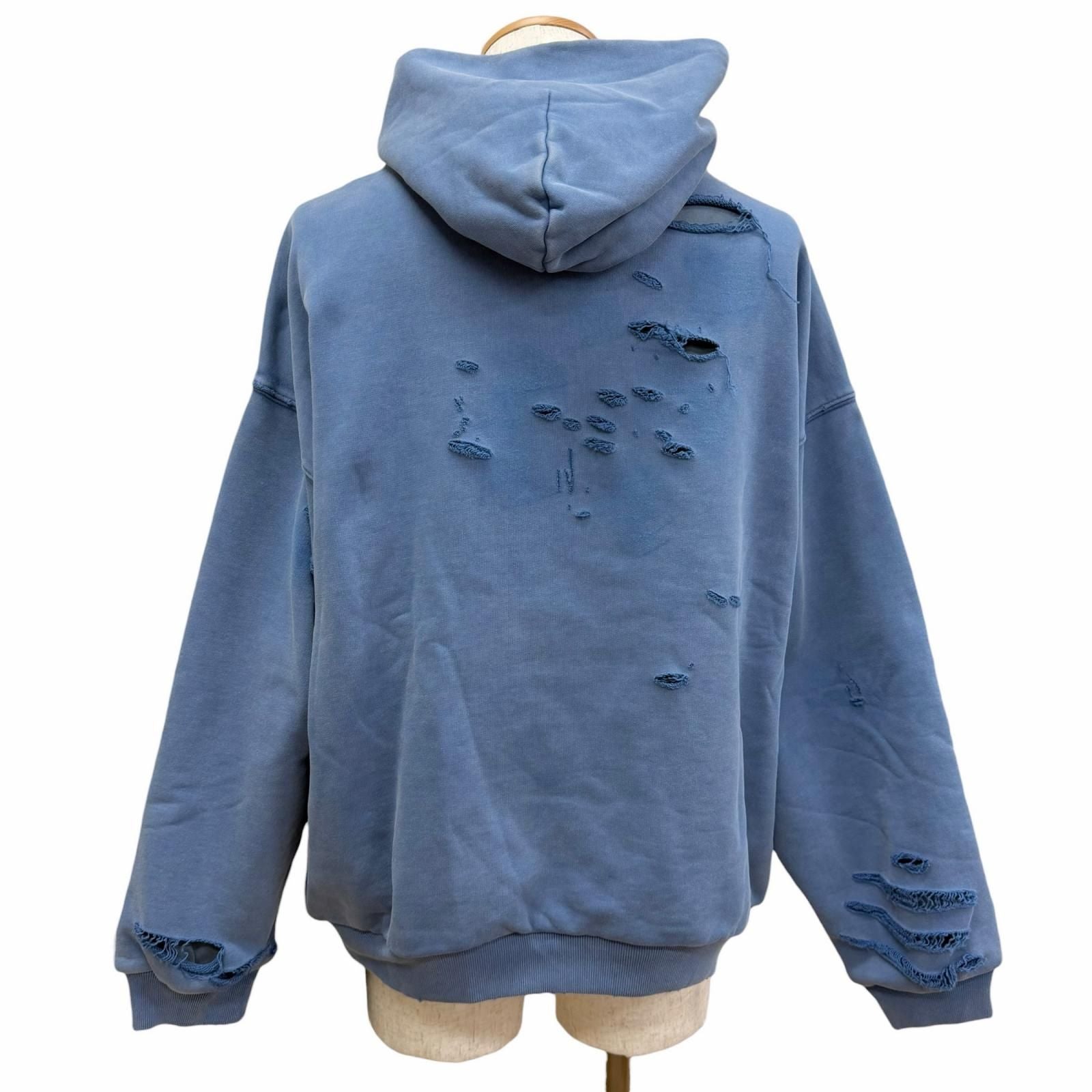 Balenciaga Destroy Layered Sports Hoodie Processing Pullover Light Blue — view 2