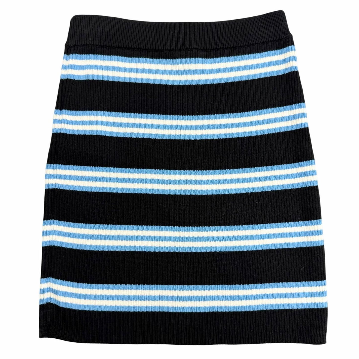 Chanel Cotton Cashmere CC Logo Multi Border Pattern Knit Skirt Mini Black Blue — view 2