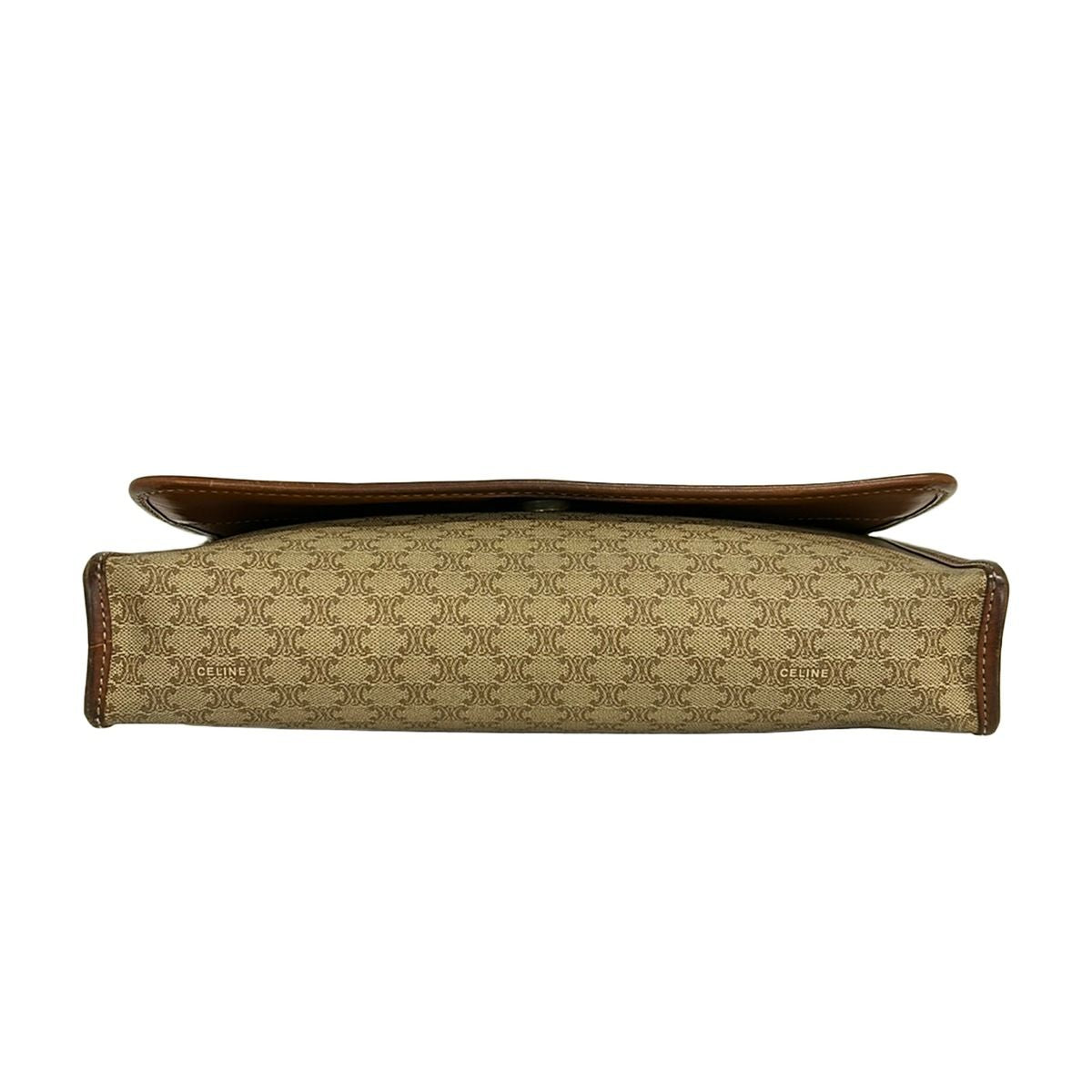 Celine Shoulder Bag Macadam Pattern Beige Brown Leather — view 5