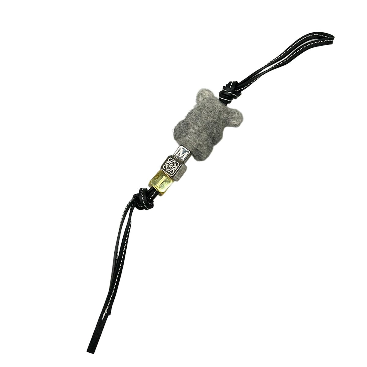 Loewe Key Holder Black Silver Multi Koala Wool Leather — view 2