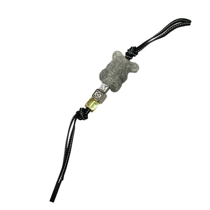 Loewe Key Holder Black Silver Multi Koala Wool Leather — view 2
