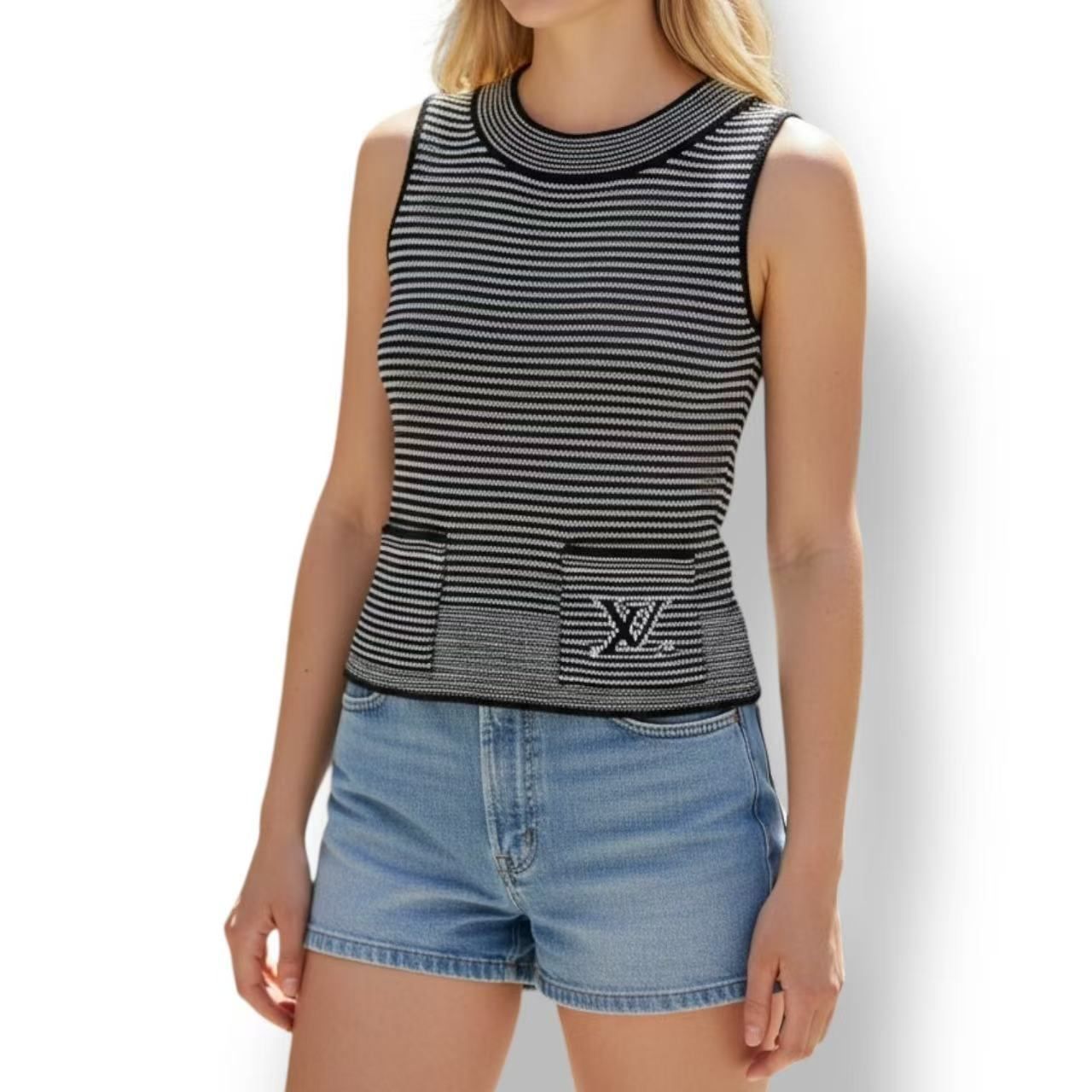 Louis Vuitton Vest Logo Sleeveless Knit Black — view 3