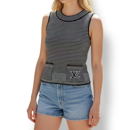Louis Vuitton Vest Logo Sleeveless Knit Black — view 3