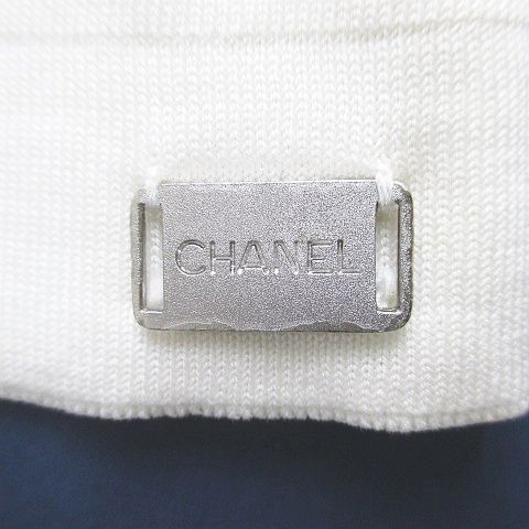 Chanel Short Sleeve Knit Sweater Top 38 White Logo Plate — view 5