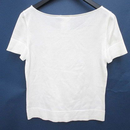 Chanel Short Sleeve Knit Sweater Top 38 White Logo Plate — view 2