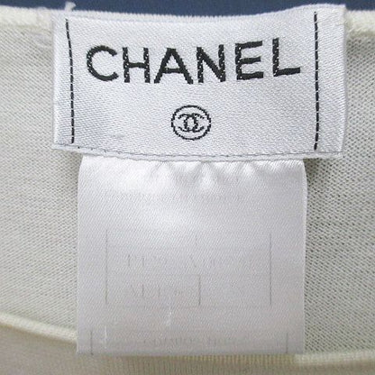 Chanel Short Sleeve Knit Sweater Top 38 White Logo Plate — view 3