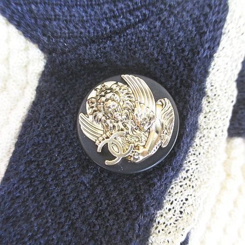 Chanel Long Sleeve Cardigan Knit CC Mark CC Logo Cashmere Silk 36 Beige Button — view 5
