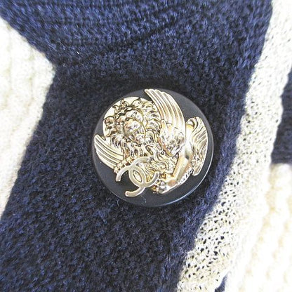 Chanel Long Sleeve Cardigan Knit CC Mark CC Logo Cashmere Silk 36 Beige Button — view 5
