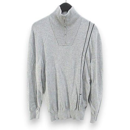 Hermes Long Sleeve Knit Sweater High Neck Quarter Zip Sheep Leather S Gray Line
