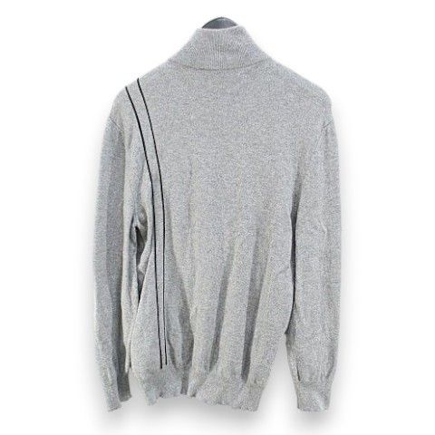 Hermes Long Sleeve Knit Sweater High Neck Quarter Zip Sheep Leather S Gray Line — view 2