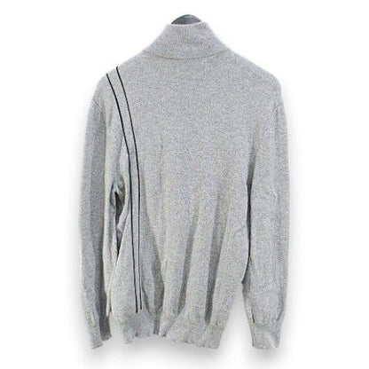 Hermes Long Sleeve Knit Sweater High Neck Quarter Zip Sheep Leather S Gray Line — view 2