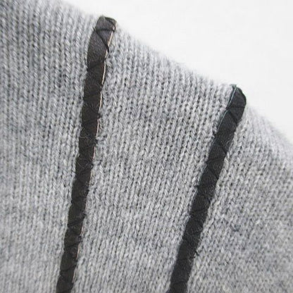 Hermes Long Sleeve Knit Sweater High Neck Quarter Zip Sheep Leather S Gray Line — view 4