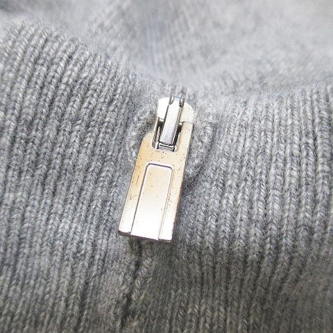 Hermes Long Sleeve Knit Sweater High Neck Quarter Zip Sheep Leather S Gray Line — view 5