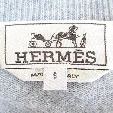 Hermes Long Sleeve Knit Sweater High Neck Quarter Zip Sheep Leather S Gray Line — view 3