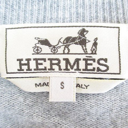 Hermes Long Sleeve Knit Sweater High Neck Quarter Zip Sheep Leather S Gray Line — view 3