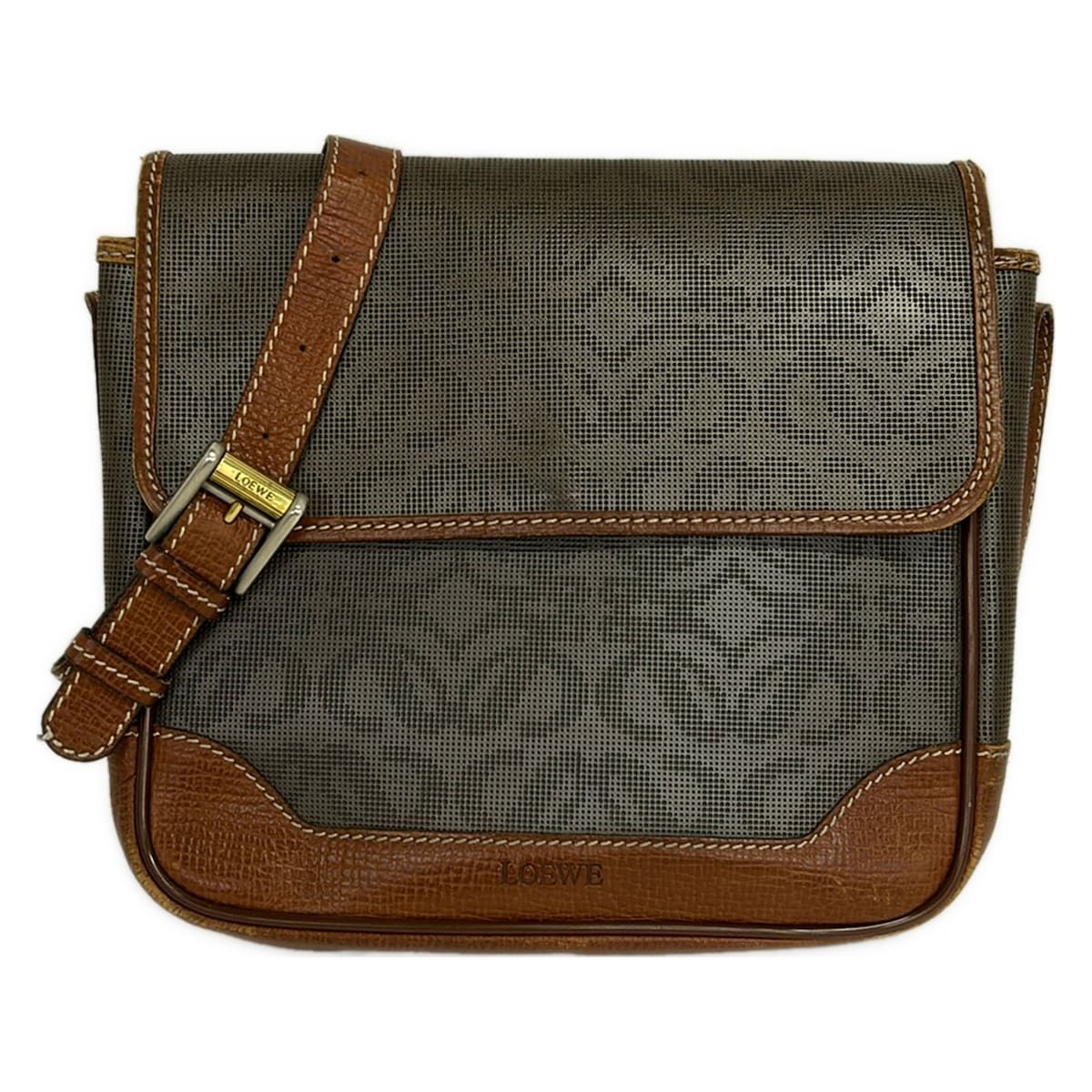 Loewe Shoulder Bag Dark Brown Amazona Embossed Leather