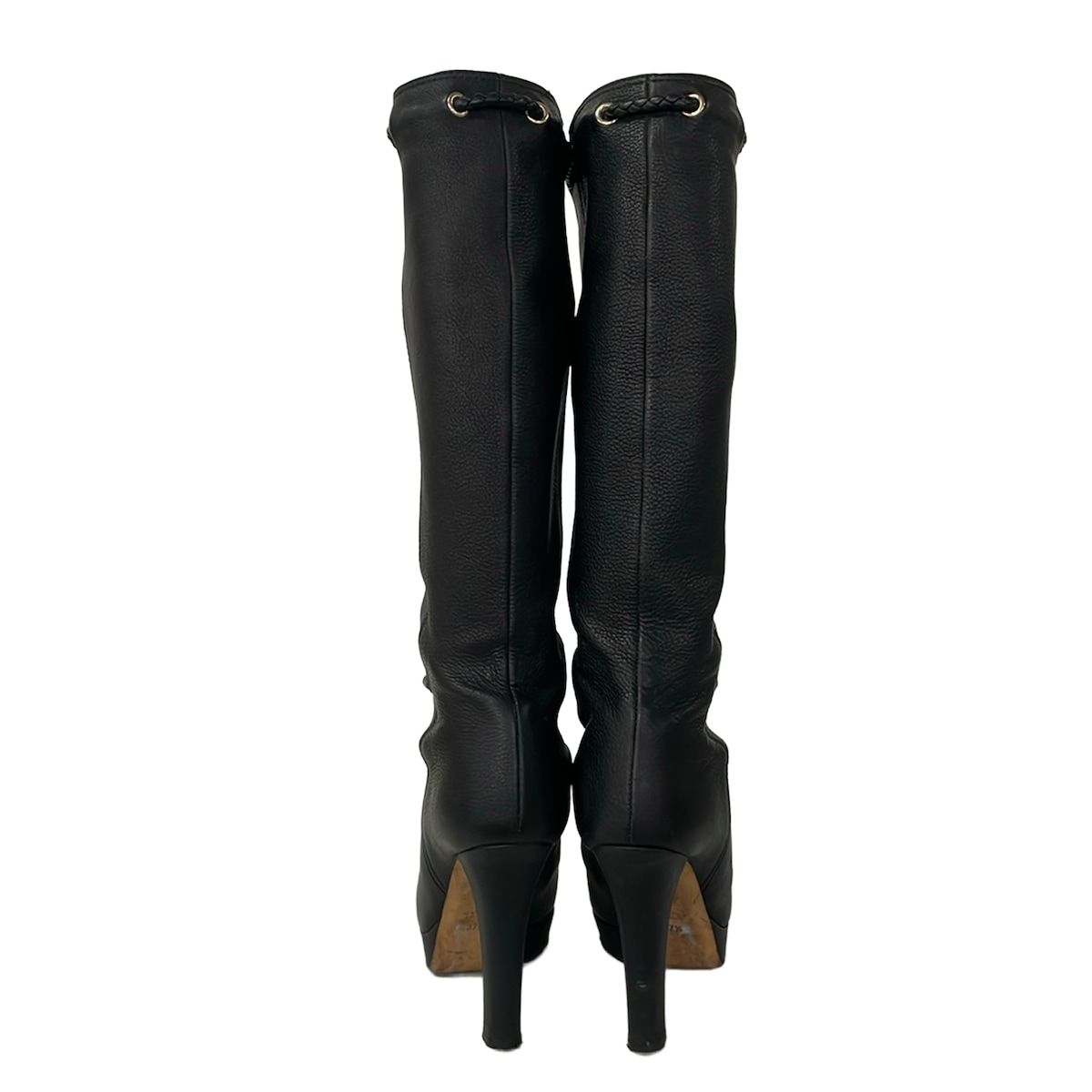 Gucci Long Boots 37.5 Black Tassel Leather — view 3