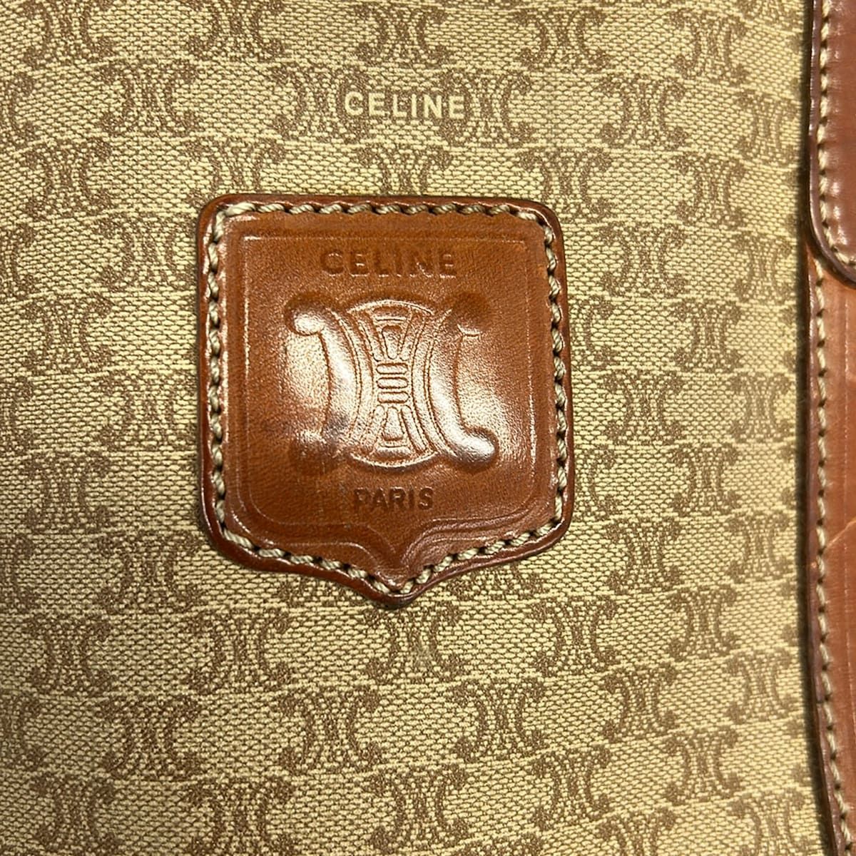 Celine Handbag Macadam Pattern Beige Brown Mini Boston Leather — view 8