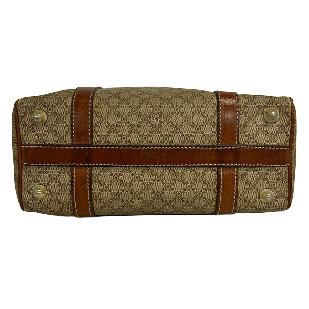 Celine Handbag Macadam Pattern Beige Brown Mini Boston Leather — view 5