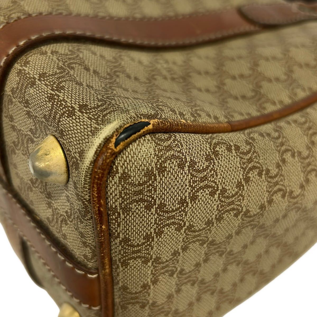 Celine Handbag Macadam Pattern Beige Brown Mini Boston Leather — view 6