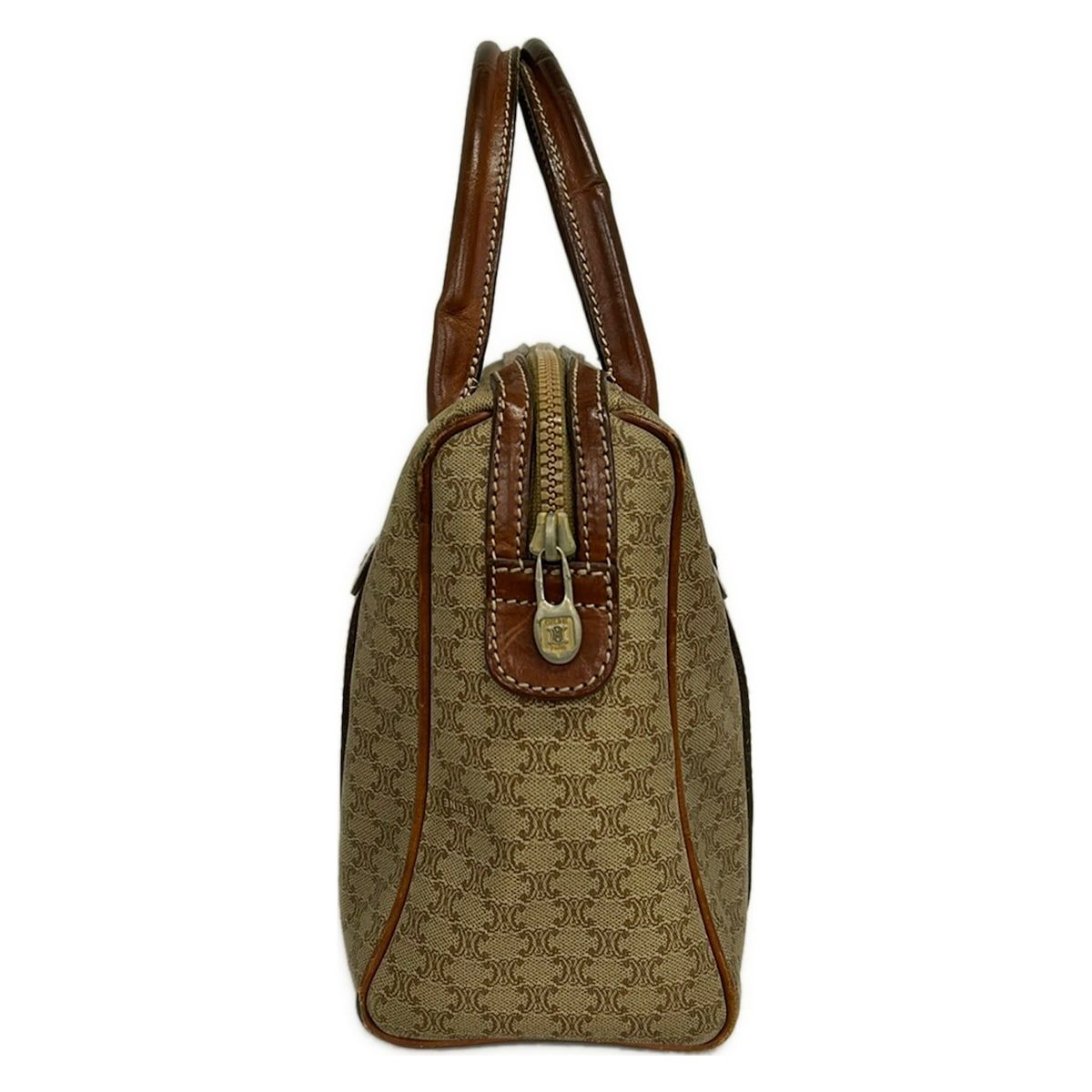 Celine Handbag Macadam Pattern Beige Brown Mini Boston Leather — view 2