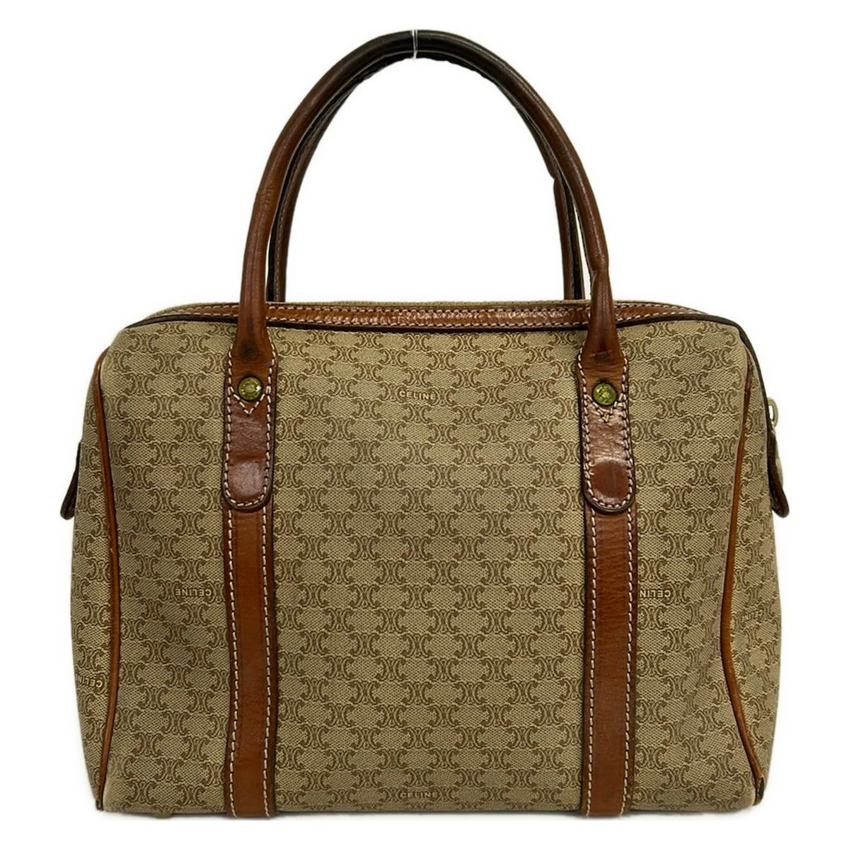 Celine Handbag Macadam Pattern Beige Brown Mini Boston Leather — view 3