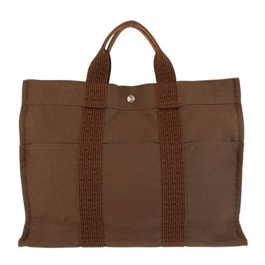 Hermes Her Line Brown Silver Polyamide Tote