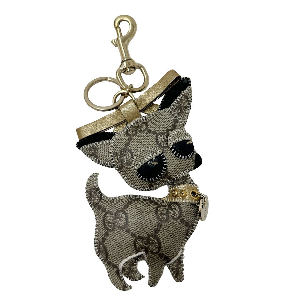 Gucci Key Holder Ori Chihuahua GG Supreme Beige Brown