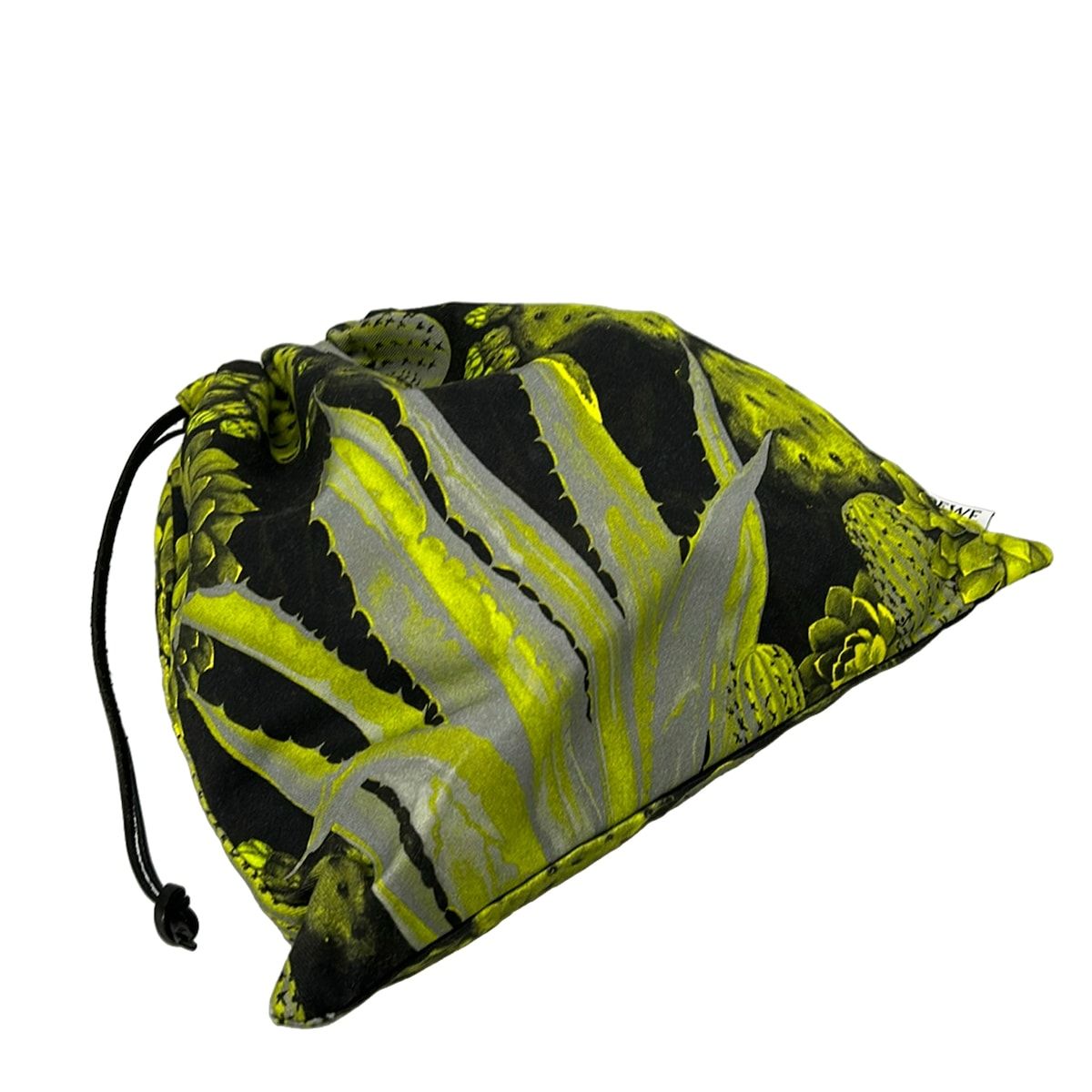 Loewe Pouch Drawstring Black Yellow Green Gray Cactus Leather — view 3