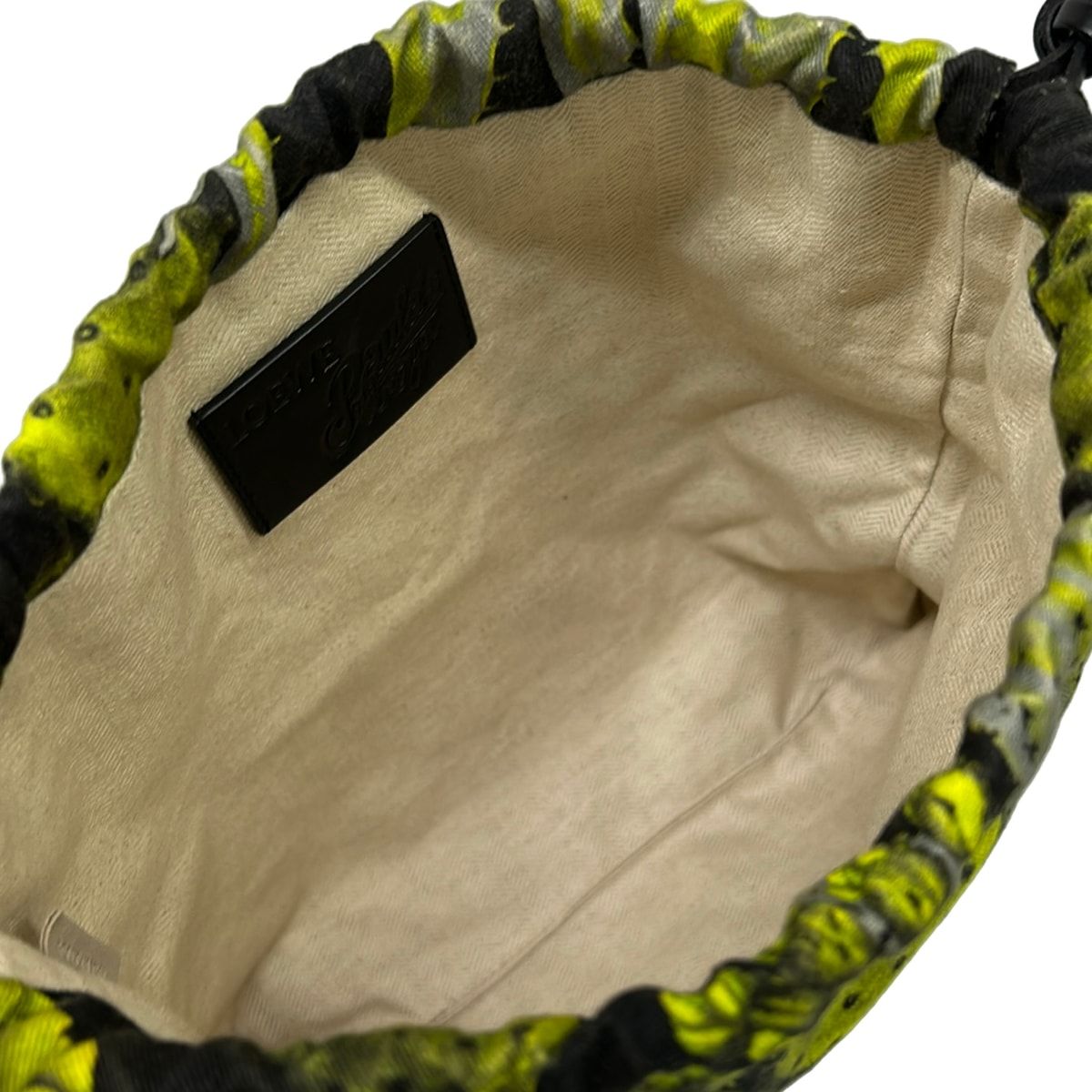 Loewe Pouch Drawstring Black Yellow Green Gray Cactus Leather — view 4