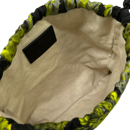Loewe Pouch Drawstring Black Yellow Green Gray Cactus Leather — view 4