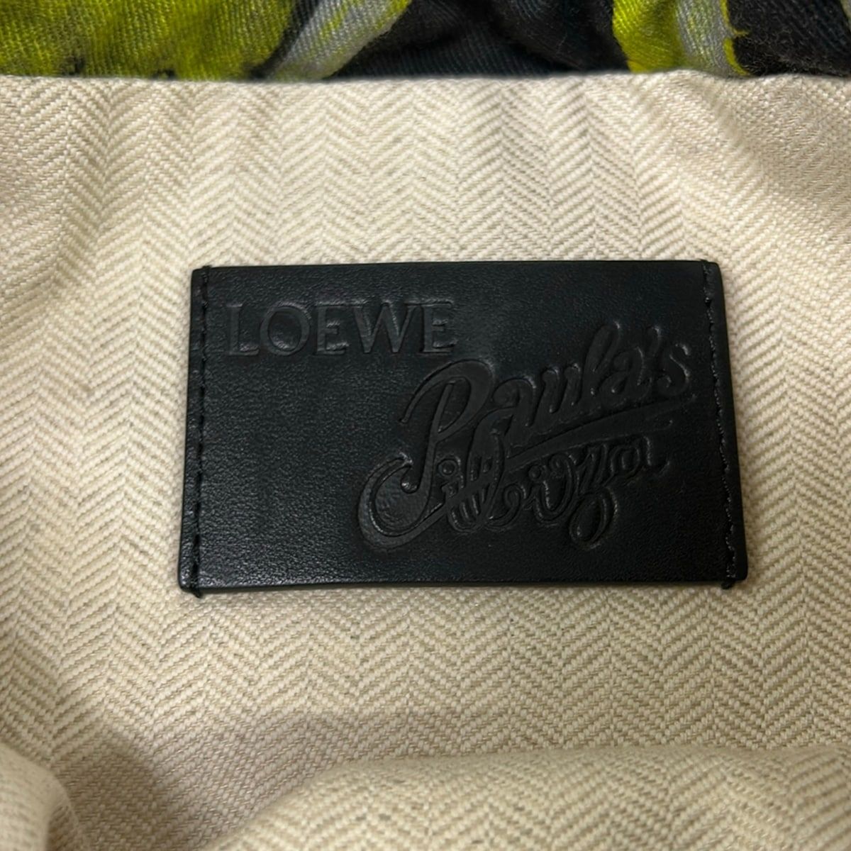 Loewe Pouch Drawstring Black Yellow Green Gray Cactus Leather — view 5