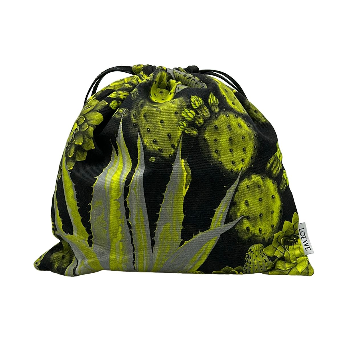 Loewe Pouch Drawstring Black Yellow Green Gray Cactus Leather