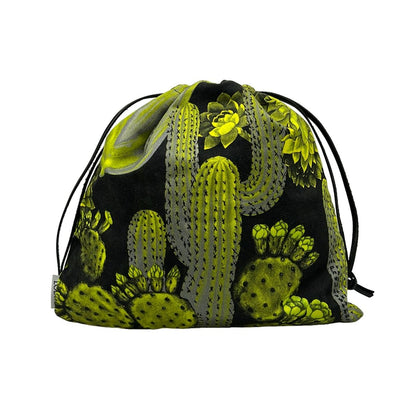 Loewe Pouch Drawstring Black Yellow Green Gray Cactus Leather — view 2