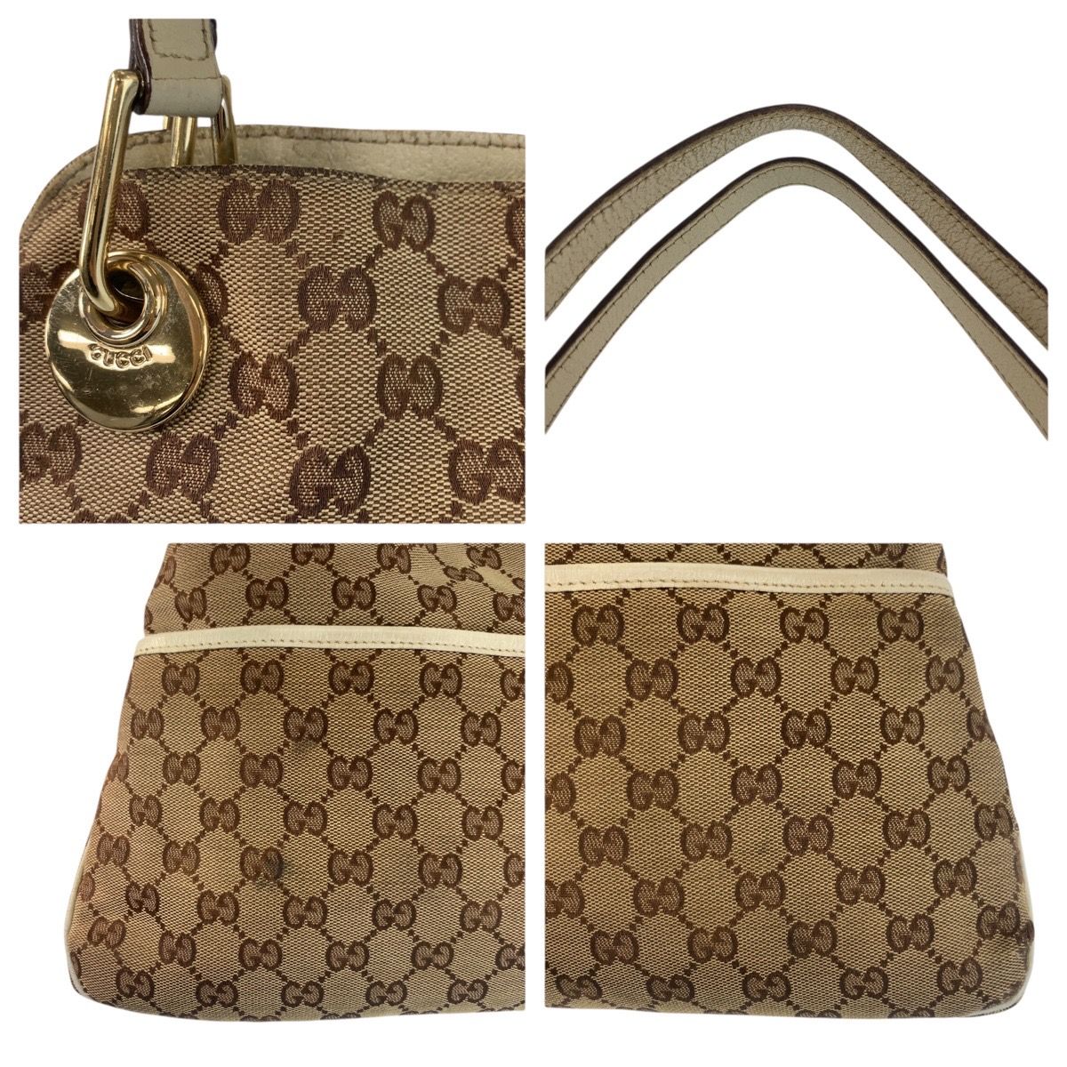 Gucci Eclipse Beige Ivory Gold GG Canvas Tote Shoulder — view 5
