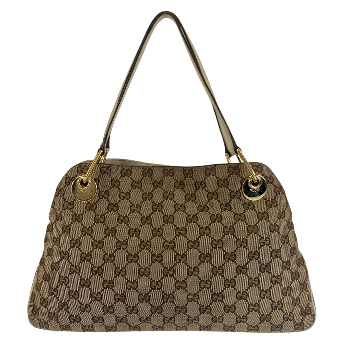 Gucci Eclipse Beige Ivory Gold GG Canvas Tote Shoulder — view 2