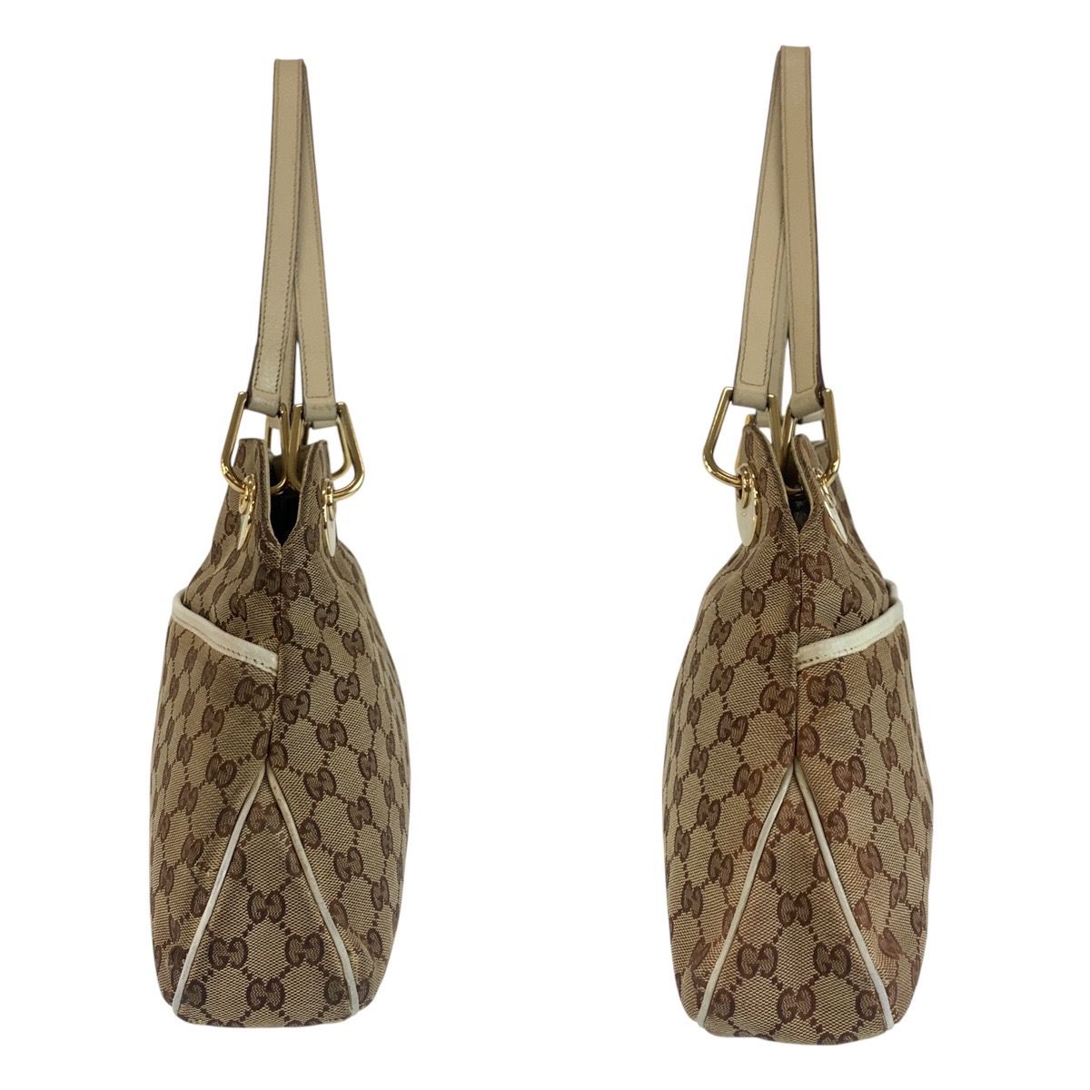 Gucci Eclipse Beige Ivory Gold GG Canvas Tote Shoulder — view 8