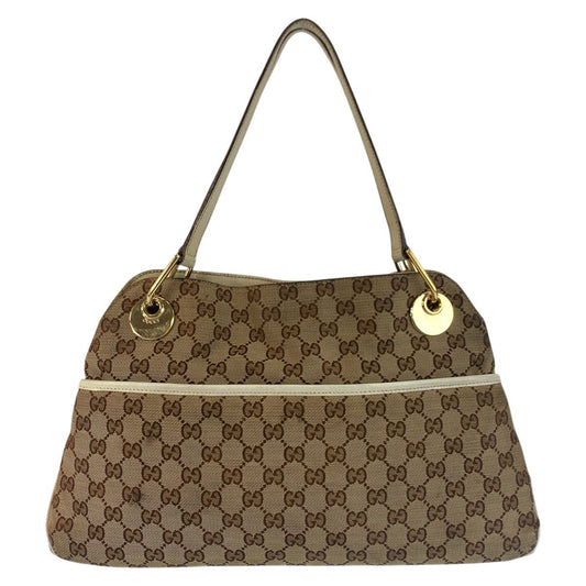 Gucci Eclipse Beige Ivory Gold GG Canvas Tote Shoulder