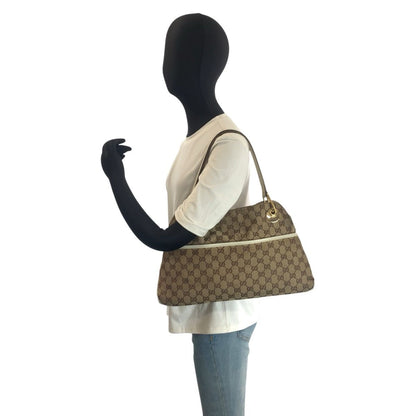 Gucci Eclipse Beige Ivory Gold GG Canvas Tote Shoulder — view 7