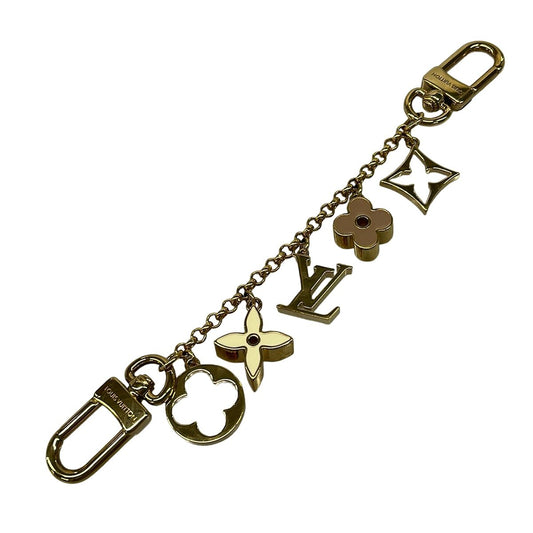 Louis Vuitton Key Holder Bag Charm Chain Full Monogram Gold Pink Ivory