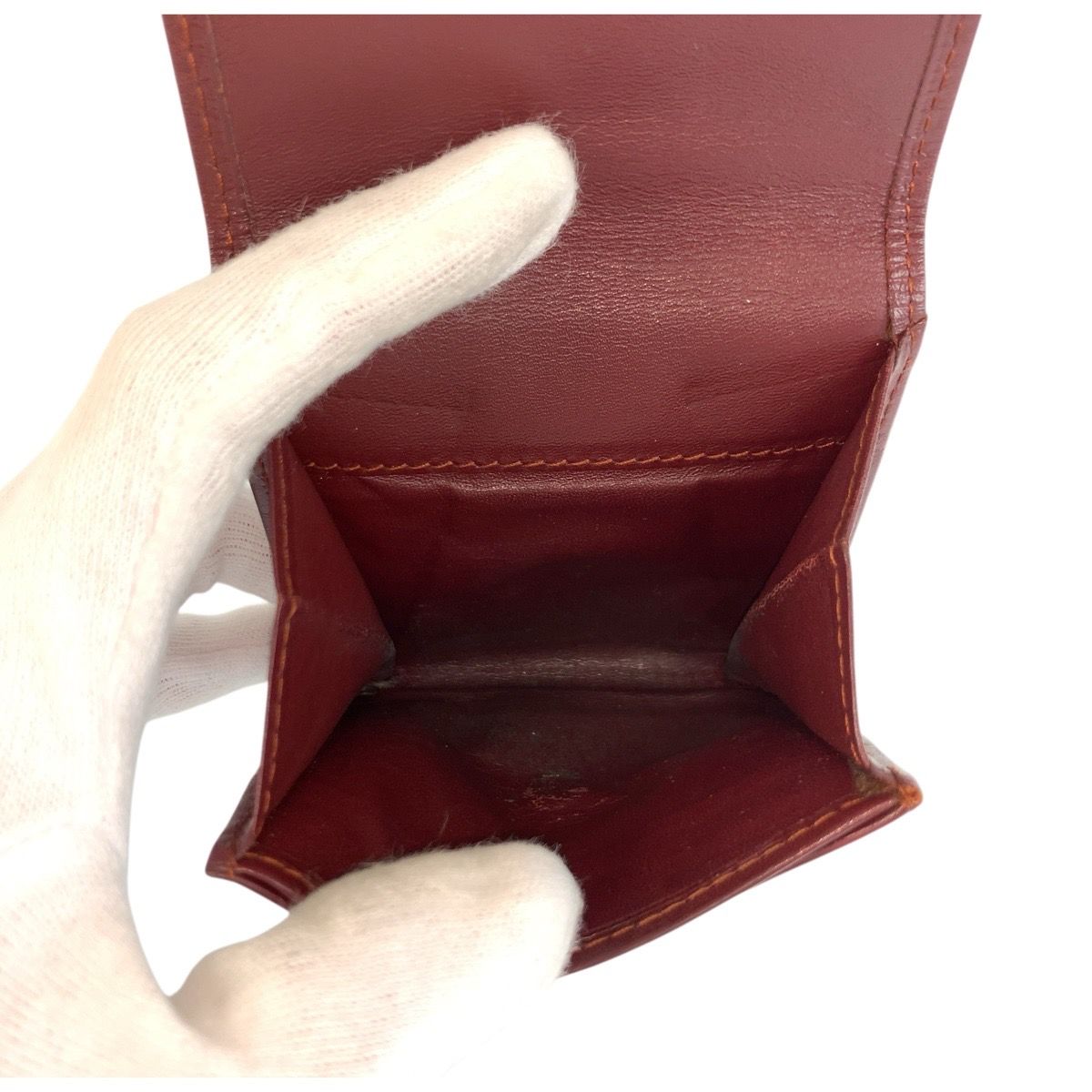 Cartier Must Line Bordeaux Gold Leather Coin Purse — view 5