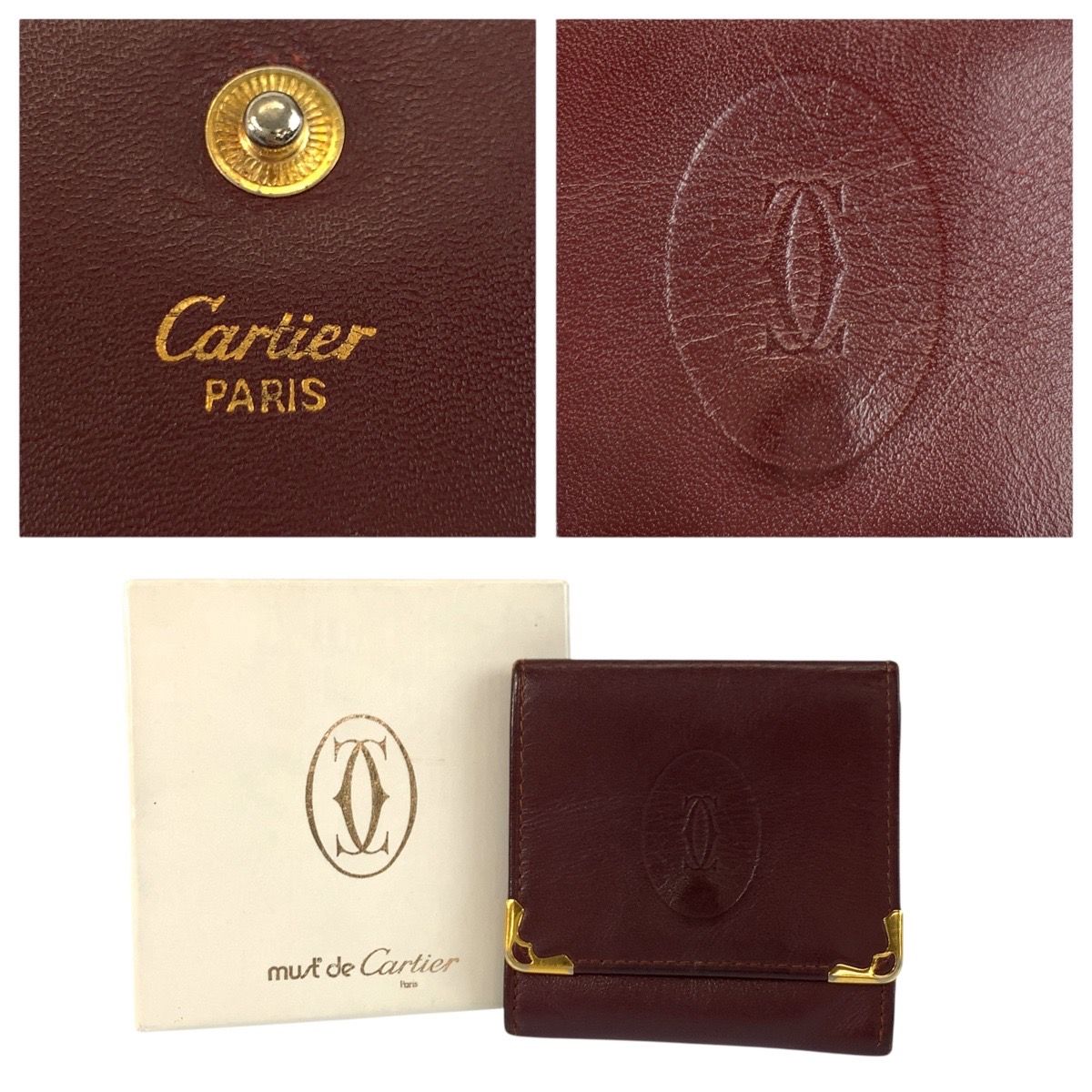 Cartier Must Line Bordeaux Gold Leather Coin Purse — view 3