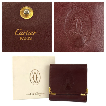 Cartier Must Line Bordeaux Gold Leather Coin Purse — view 3