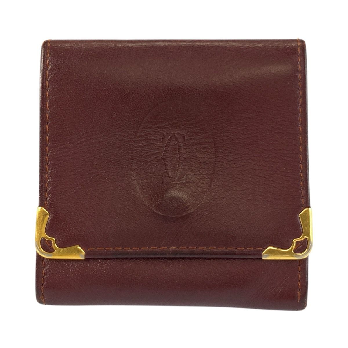 Cartier Must Line Bordeaux Gold Leather Coin Purse