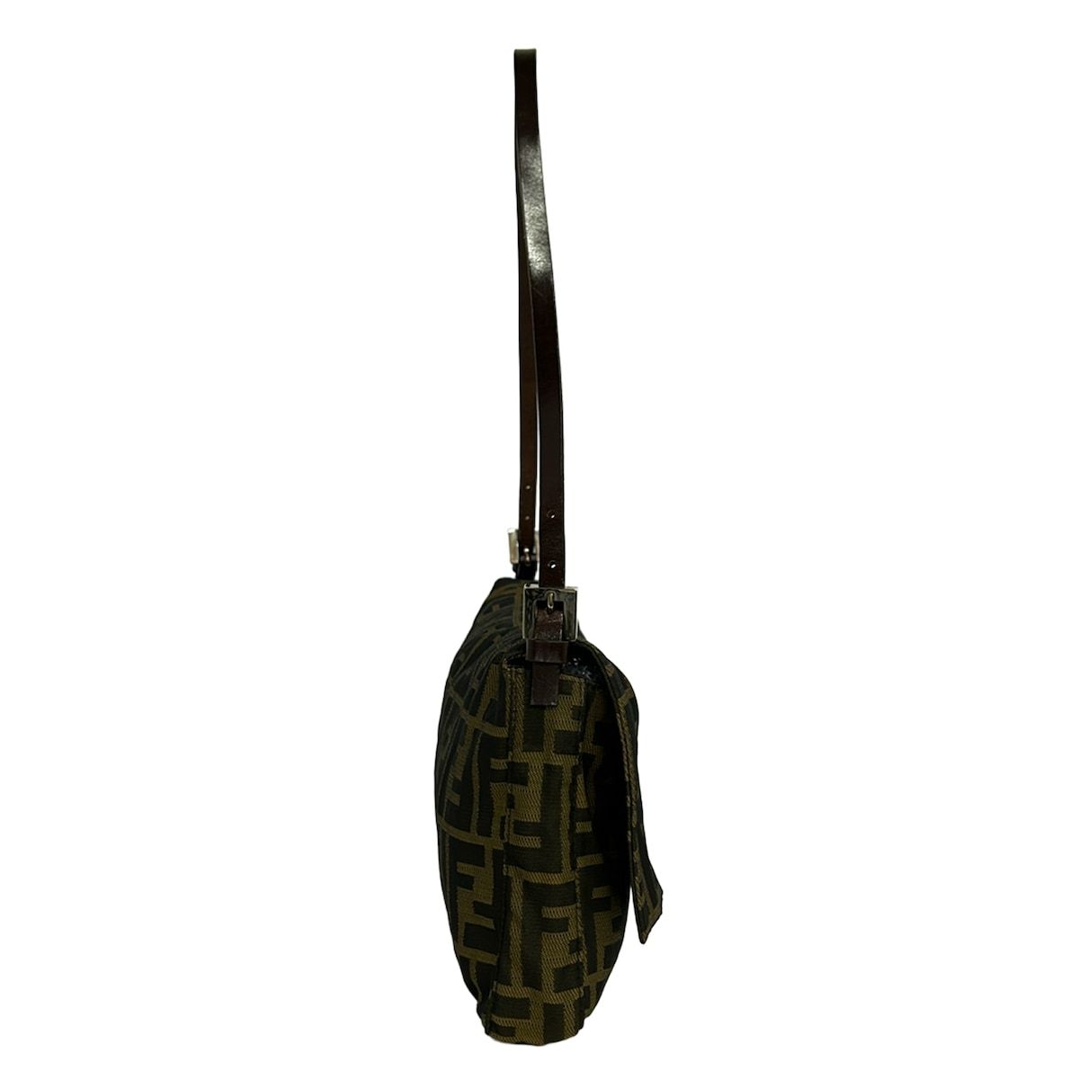 Fendi Shoulder Bag Zucca Pattern Dark Brown Leather — view 2