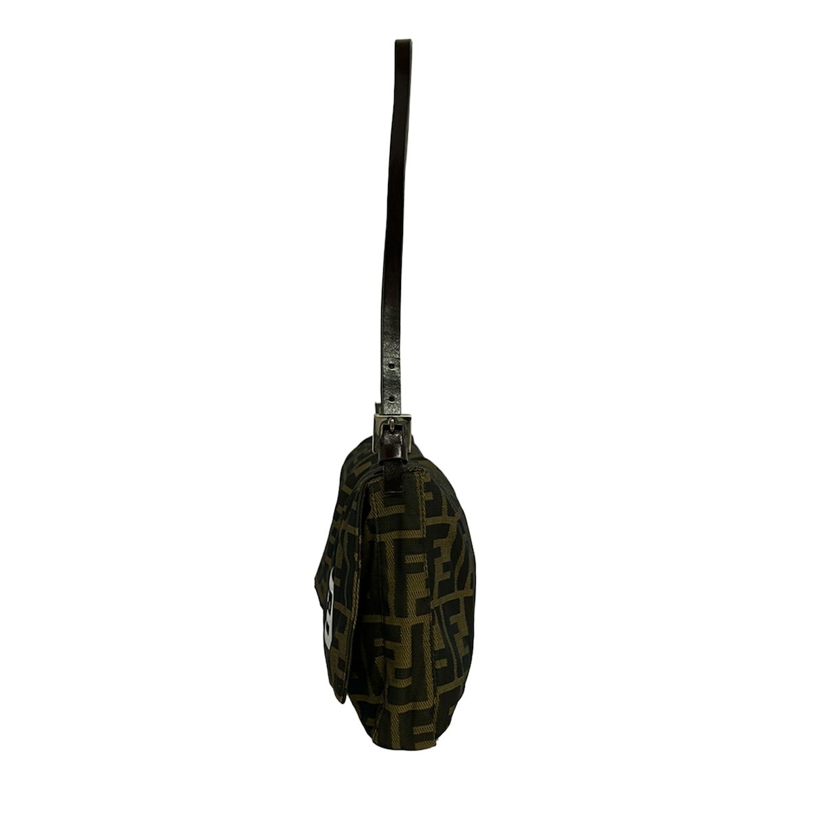 Fendi Shoulder Bag Zucca Pattern Dark Brown Leather — view 4