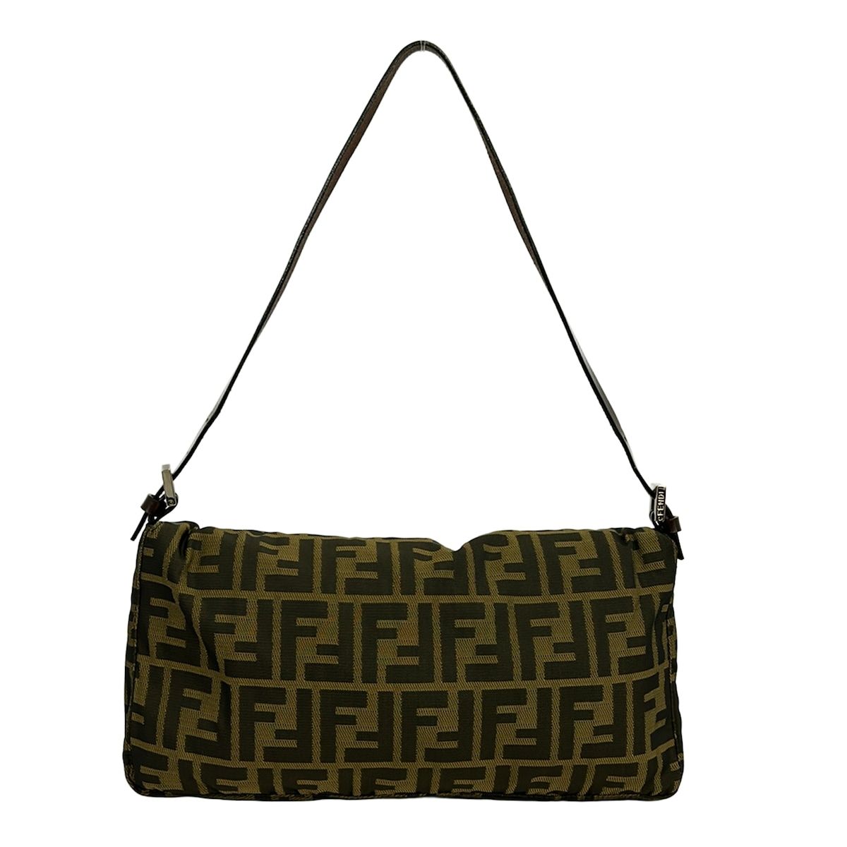Fendi Shoulder Bag Zucca Pattern Dark Brown Leather — view 3